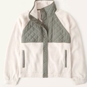 Abercrombie & Fitch Quilted Snap Up Fleece Jacket
